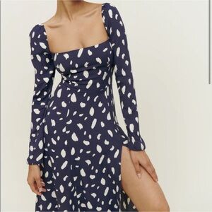 Reformation Sigmund Dress in Blue Spatter